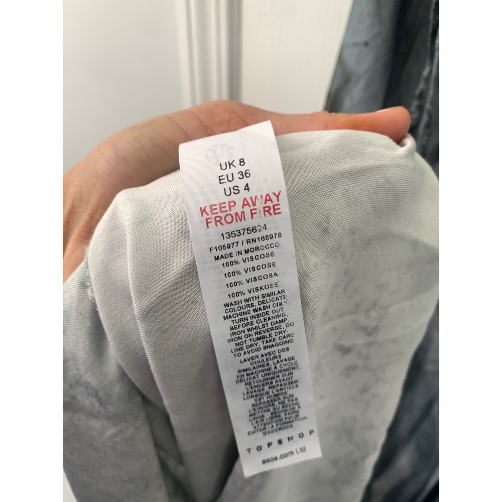 Topshop Cowl Neck Abstract Marble Print Midi Dress Grey Blue US 4 F105977 - Picture 7 of 11